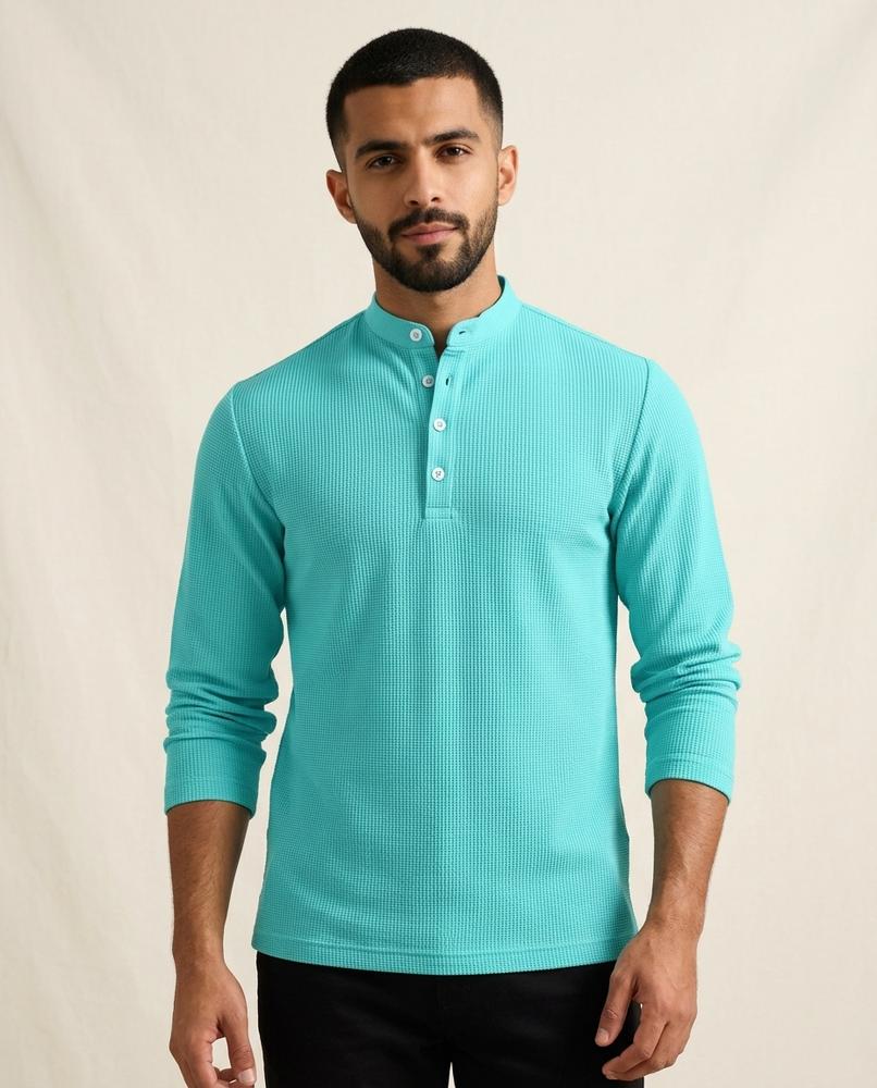 Lands Mode - Vemin | Strukturiertes Stehkragen Shirt Herren