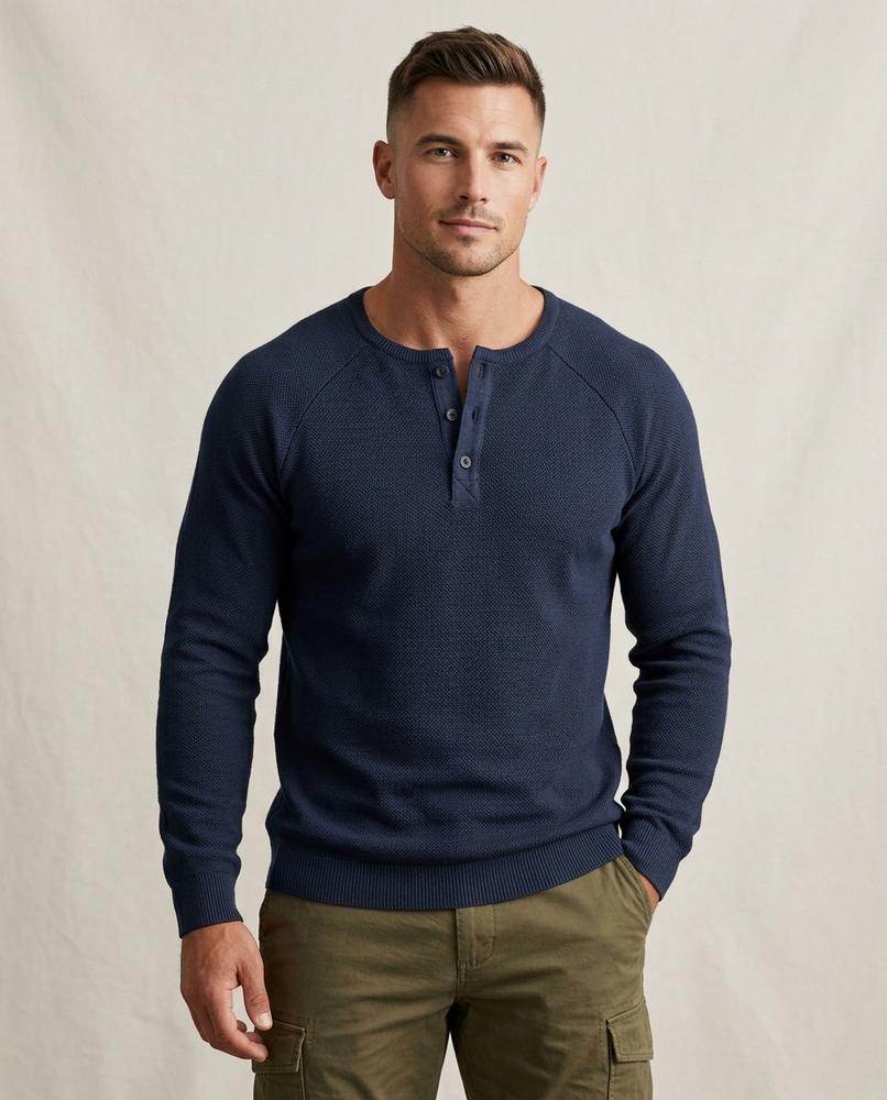 Lands Mode - Eldar | Langärmliges Henley Shirt Herren