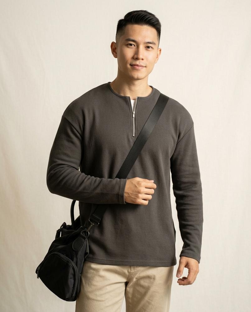 Lands Mode - Muban | Langärmliges Strukturiertes Shirt Herren