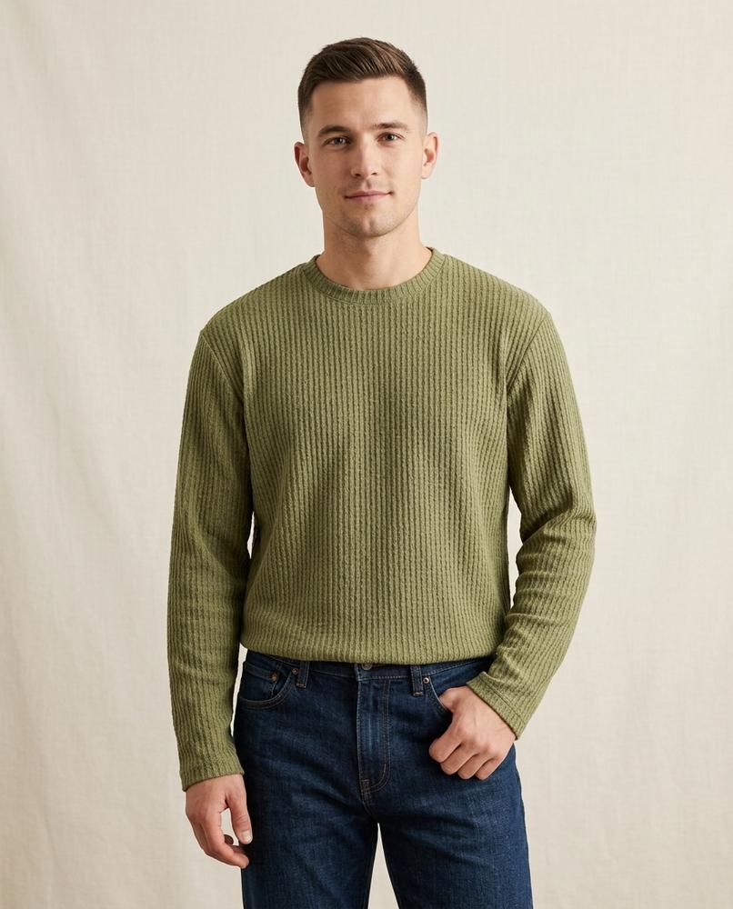 Lands Mode - Karev | Strukturierter Langärmliger Pullover Herren