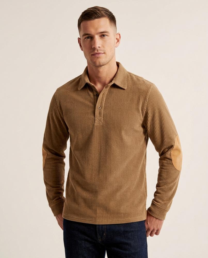 Lands Mode - Yoser | Gerippter Geknöpfter Pullover Herren