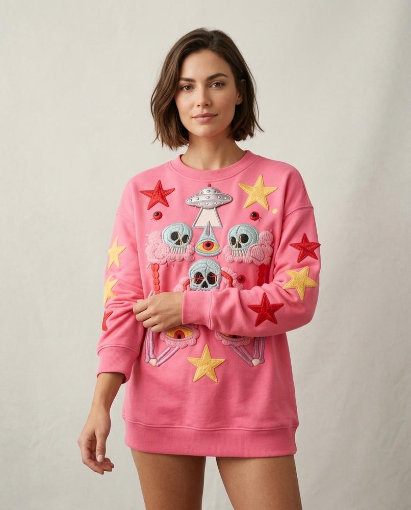 Lands Mode - Daver | Appliziert Bestickt Sweatshirt Unisex