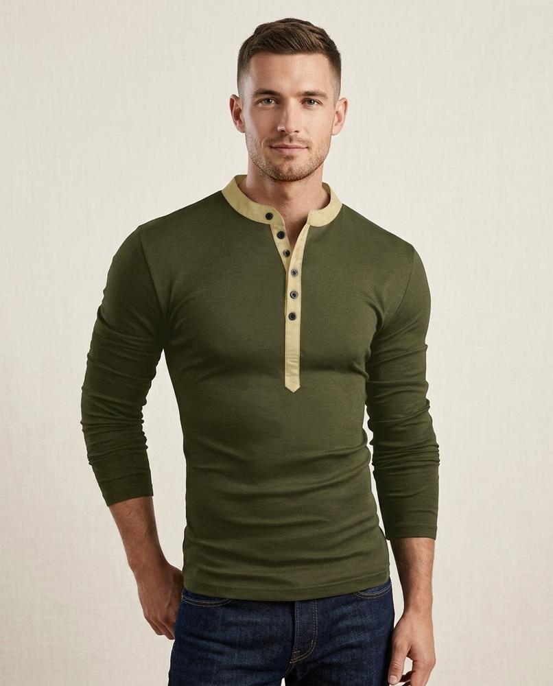 Lands Mode - Lylar | Langärmlig Zweifarbig Shirt Herren
