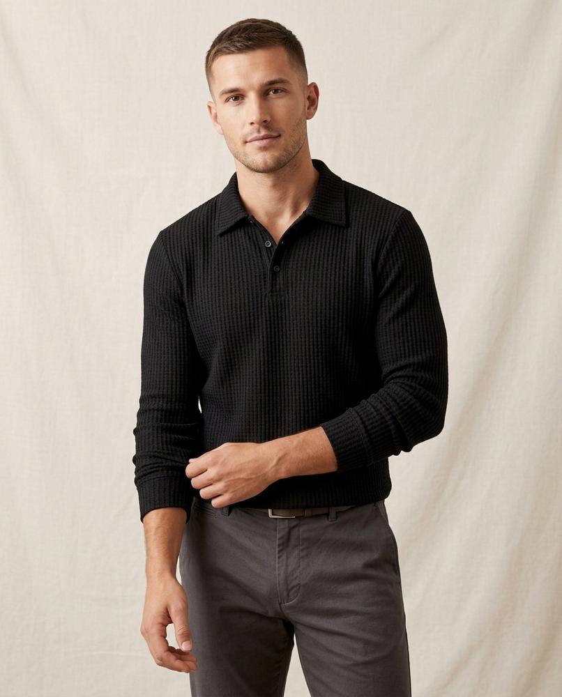 Lands Mode - Arlev | Langärmliges Strukturiertes Shirt Herren