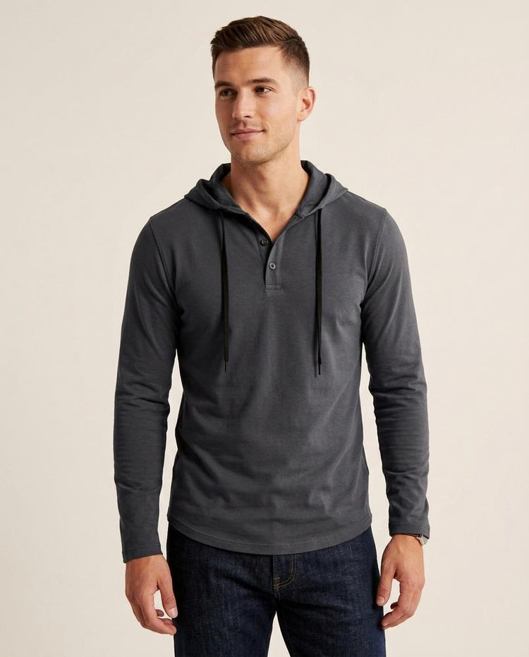 Beanland - Zemin | Langärmliger Geknöpfter Hoodie Herren