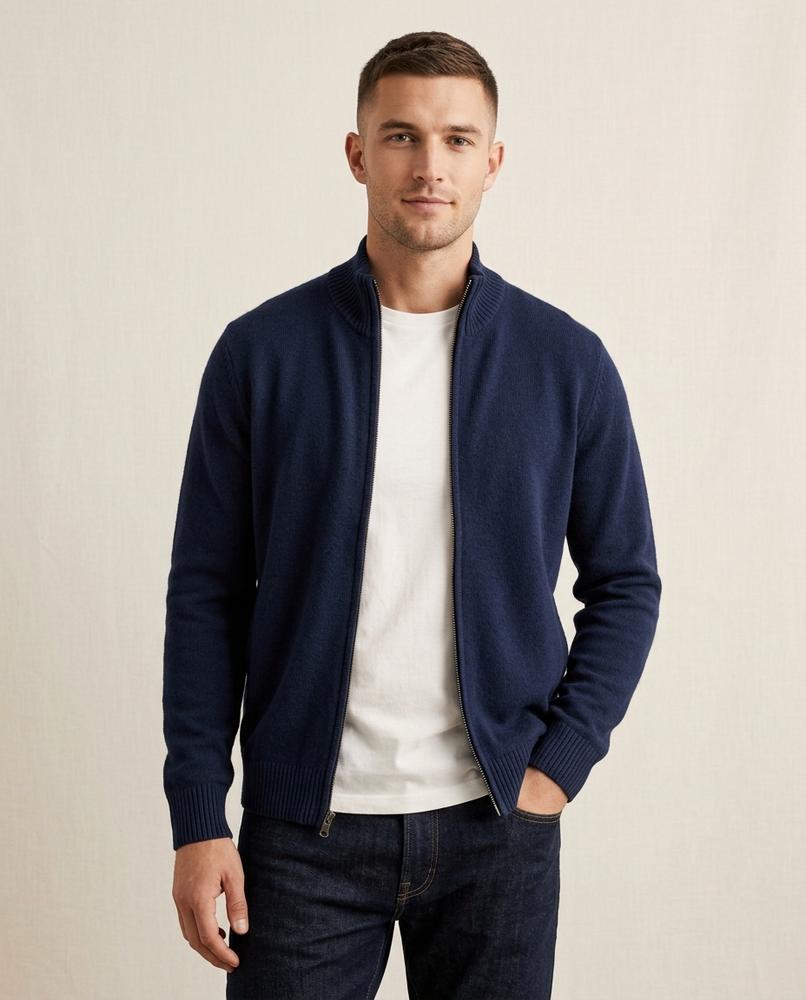 Lands Mode - Zevel | Reißverschluss Feinstrick Strickjacke Herren