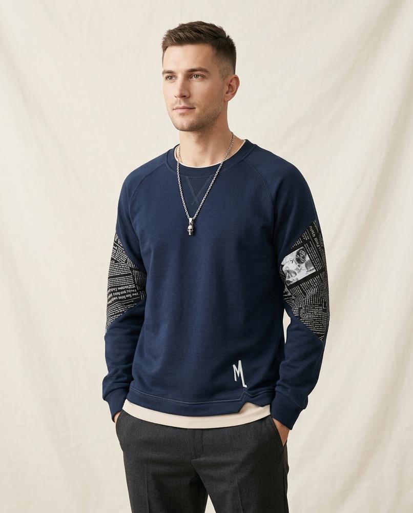 Lands Mode - Ledar | Gemustert Bestickt Sweatshirt Herren