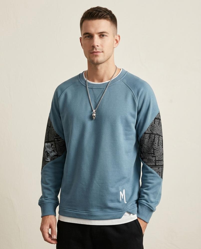 Lands Mode - Ledar | Gemustert Bestickt Sweatshirt Herren