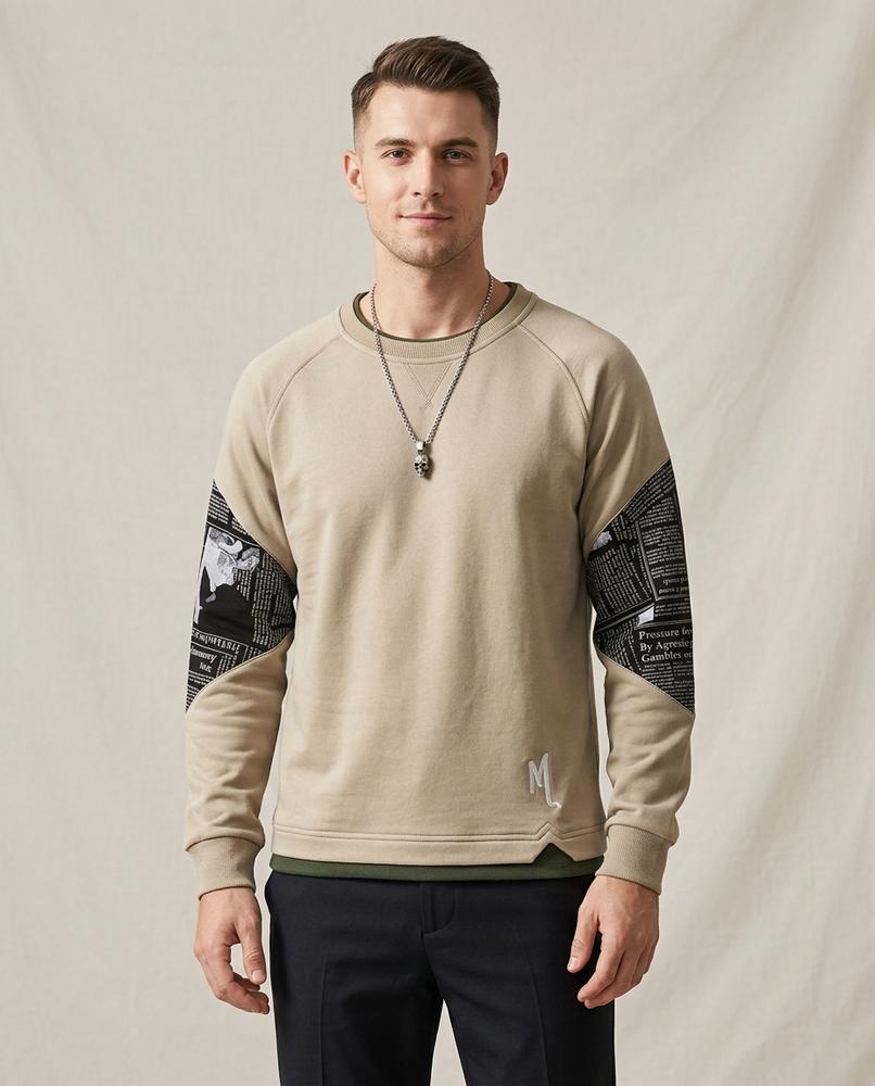 Lands Mode - Ledar | Gemustert Bestickt Sweatshirt Herren