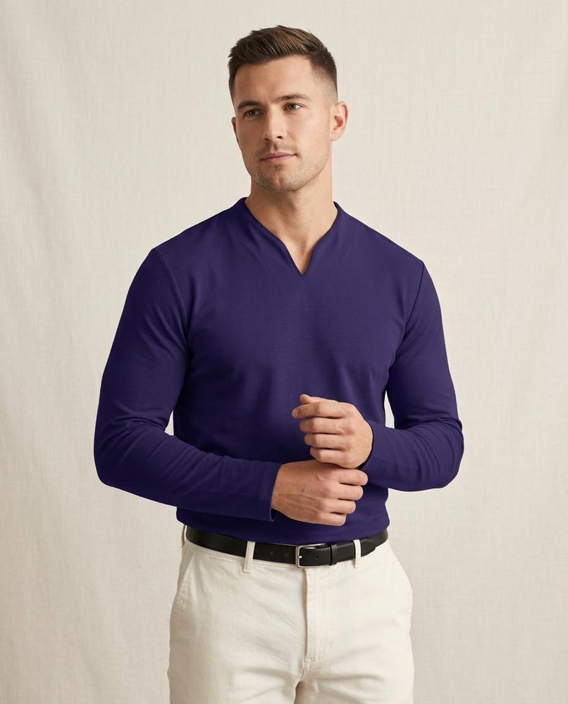 Lands Mode - Tiren | Langärmliges Unifarbenes Shirt Herren