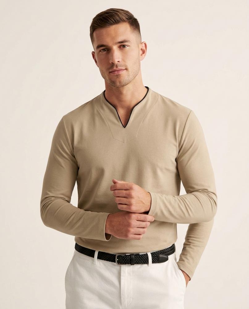 Lands Mode - Tiren | Langärmliges Unifarbenes Shirt Herren