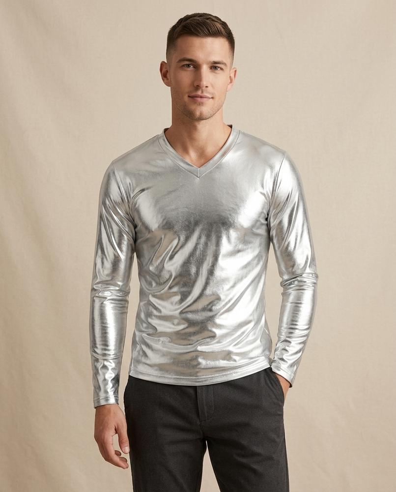 Lands Mode - Camon | Glänzend Langärmlig Shirt Herren