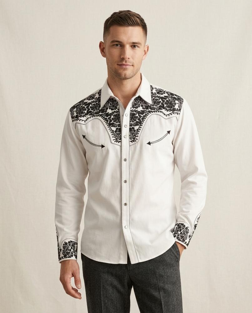 Lands Mode - Calen | Besticktes Baumwoll Hemd Herren