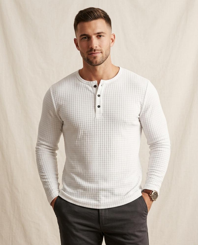 Lands Mode - Kevar | Langärmlig Strukturiert Shirt Herren
