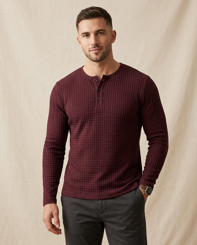 Lands Mode - Kevar | Langärmlig Strukturiert Shirt Herren