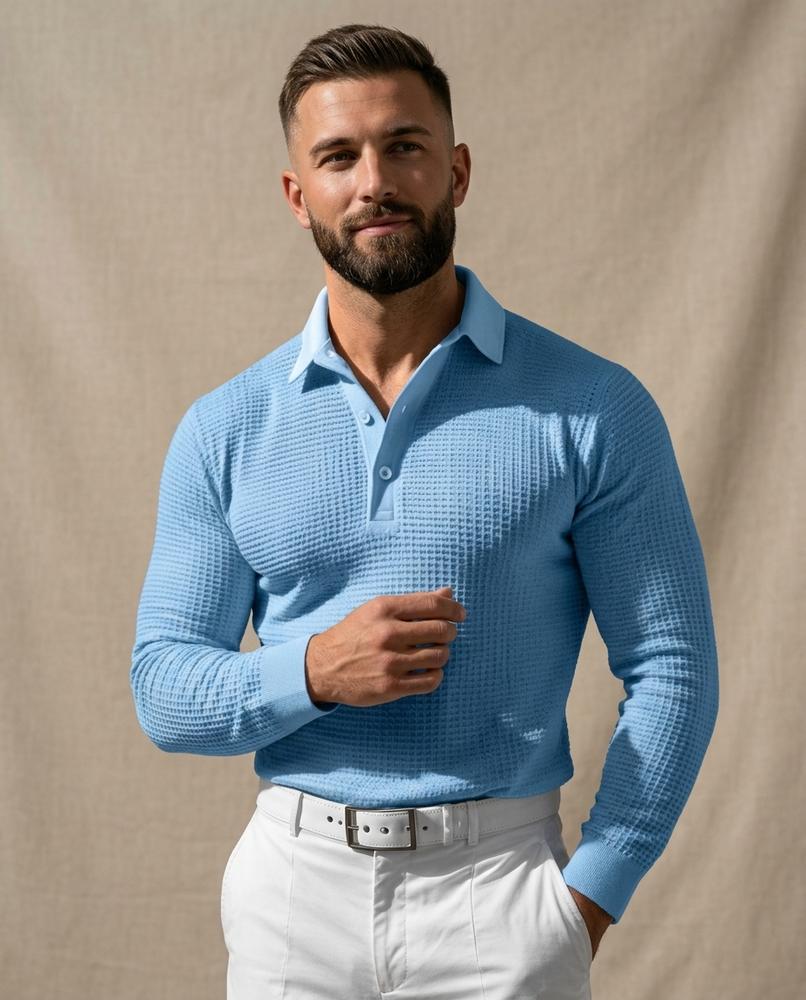 Lands Mode - Lamor | Strukturiert Langärmlig Shirt Herren
