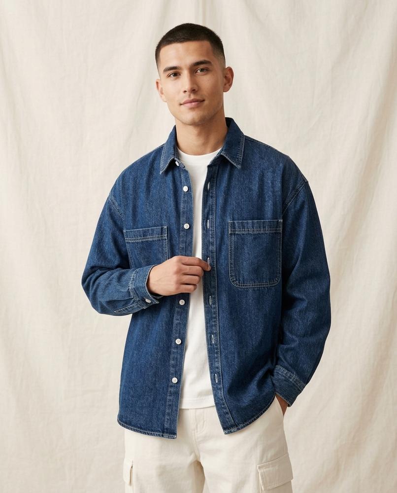 Lands Mode - Rorel | Locker Geschnittenes Denim Hemd Herren