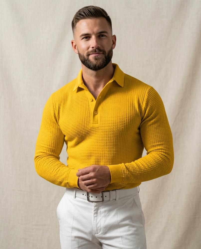 Lands Mode - Lamor | Strukturiert Langärmlig Shirt Herren