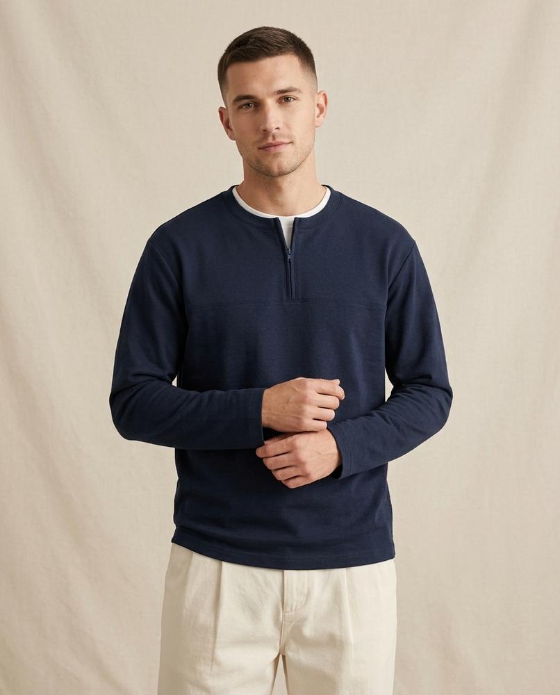 Lands Mode - Zamir | Langärmliges Half-Zip Shirt Herren