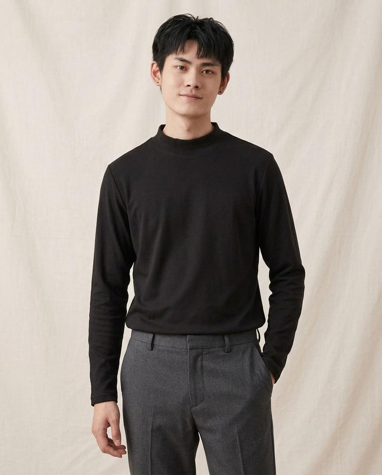 Beanland - Ronav | Langärmliger unifarbener Rollkragenpullover Herren