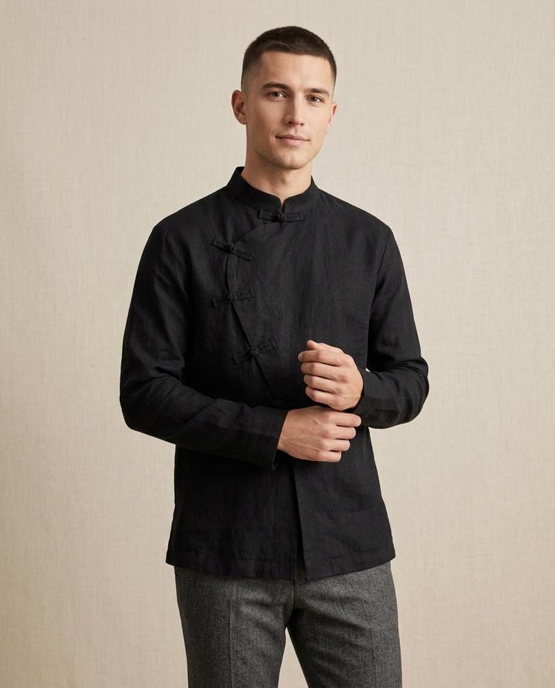 Lands Mode - Mimin | Asymmetrisches Strukturiertes Hemd Herren