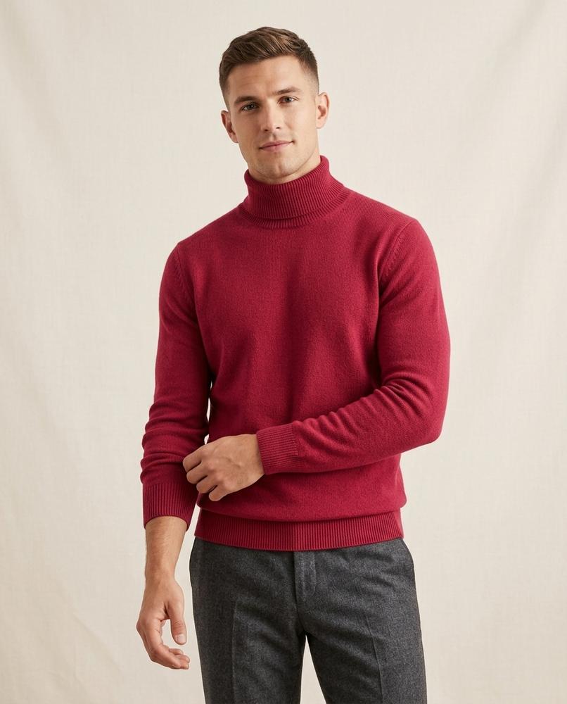 Beanland - Minav | Feingestrickter Körpernaher Rollkragenpullover Herren