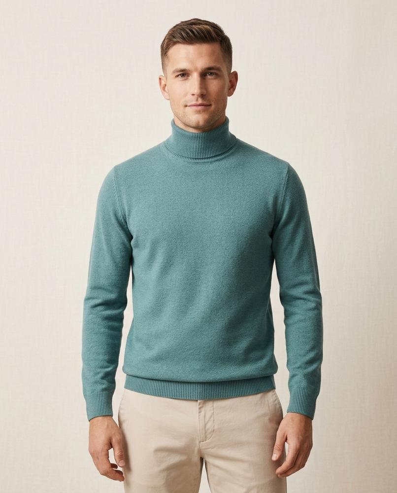 Beanland - Minav | Feingestrickter Körpernaher Rollkragenpullover Herren