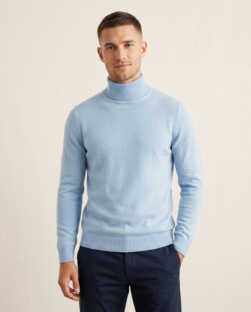 Lands Mode - Minav | Feingestrickter Körpernaher Rollkragenpullover Herren
