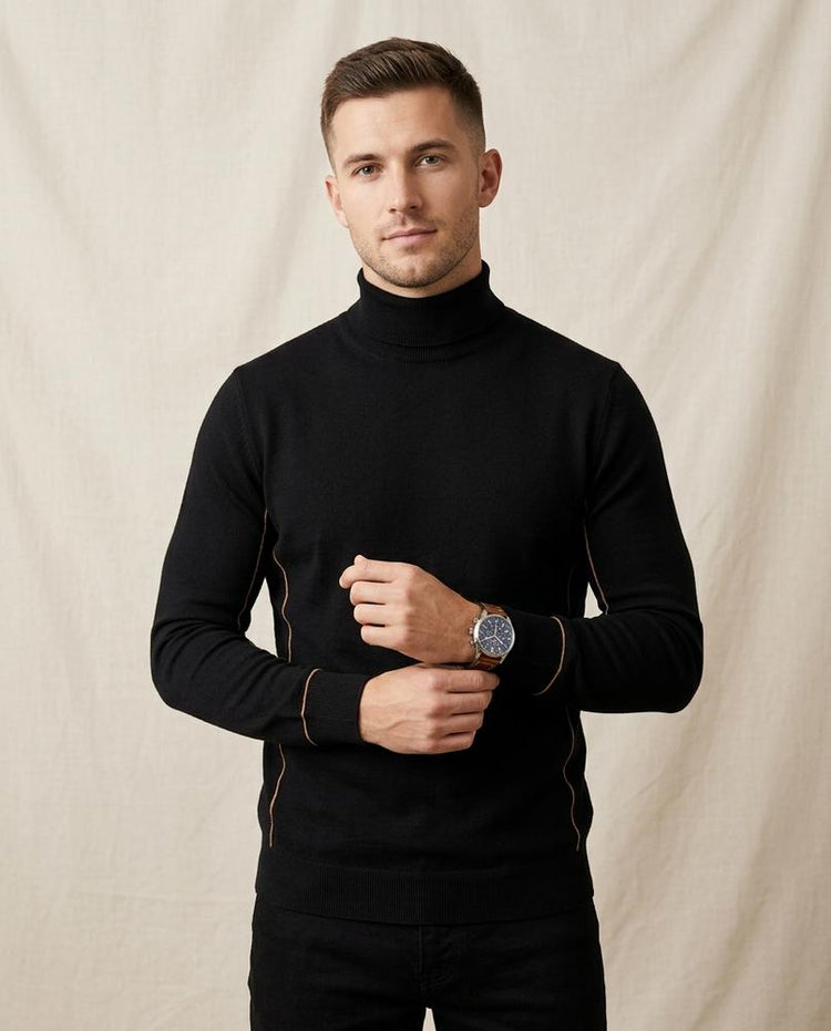 Beanland - Niram | Feingestrickt Paspeliert Pullover Herren
