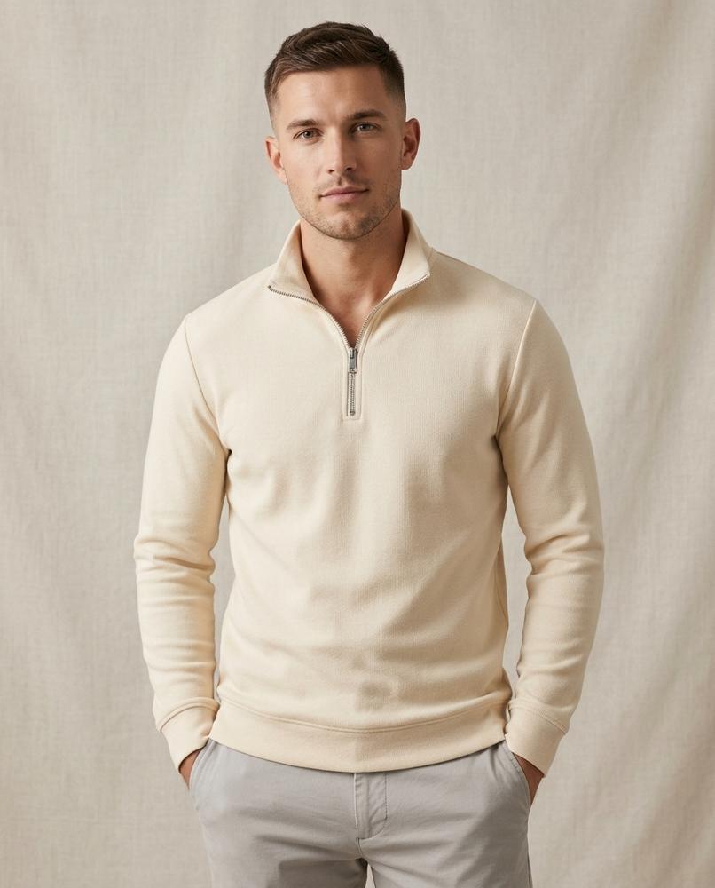 Lands Mode - Nonor | Strukturierter Reißverschluss Pullover Herren
