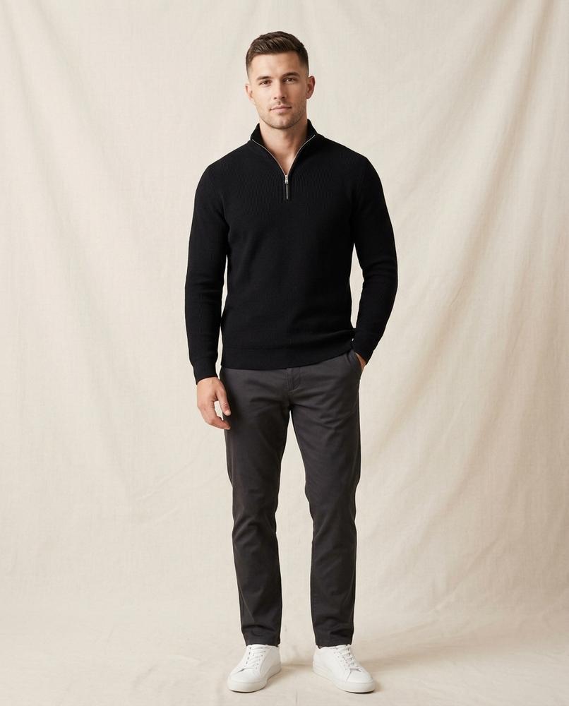Lands Mode - Nonor | Strukturierter Reißverschluss Pullover Herren
