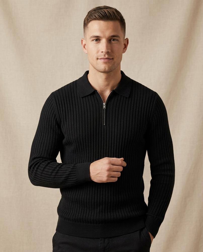 Lands Mode - Miser | Reißverschluss Rippenstrick Pullover Herren