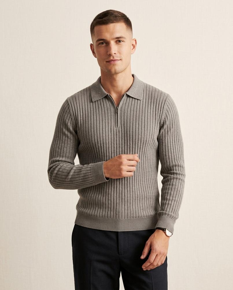 Beanland - Miser | Reißverschluss Rippenstrick Pullover Herren