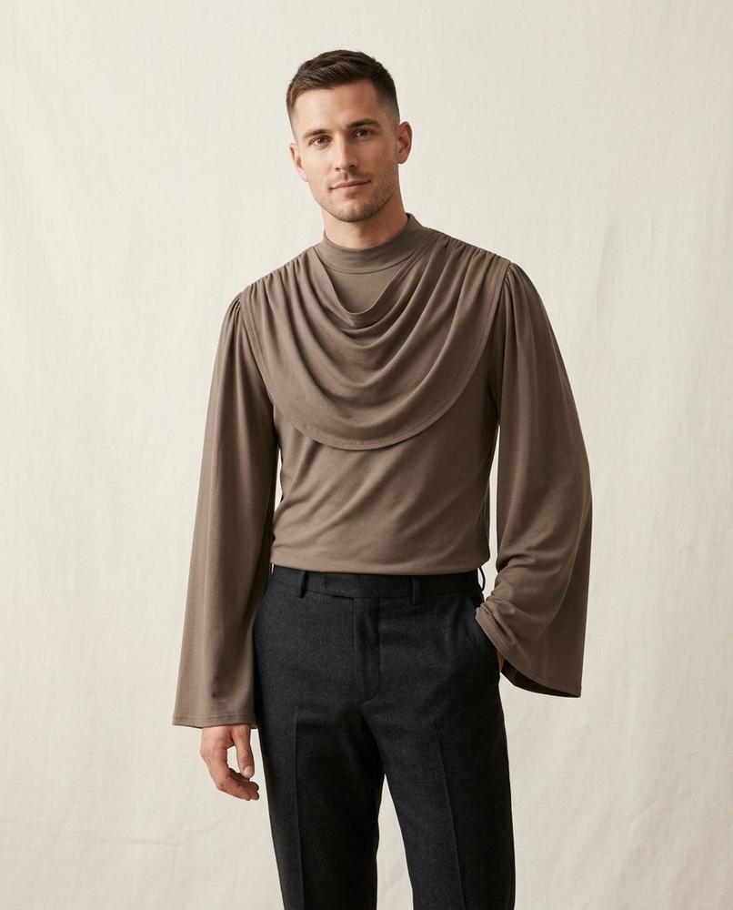 Lands Mode - Zenal | Gedreaptes Weitärmeliges Shirt Herren
