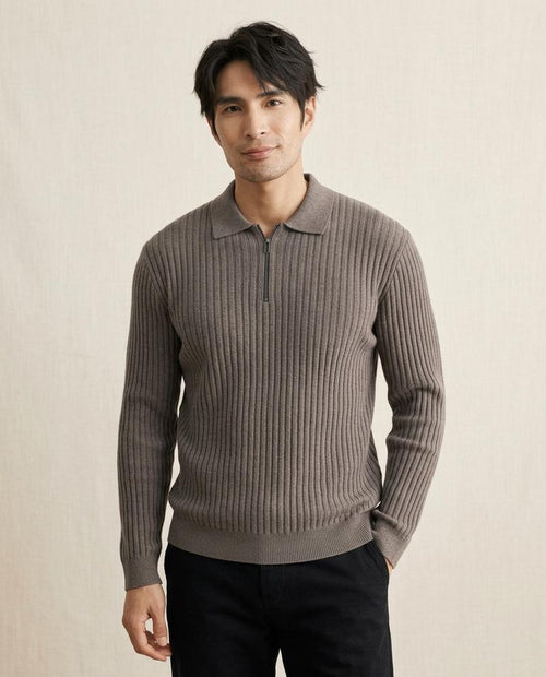Lands Mode - Datal | Gerippter Langärmliger Pullover Herren