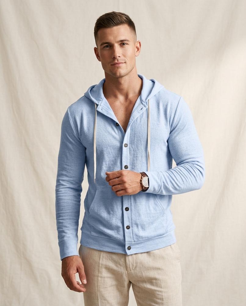 Lands Mode - Zerel | Strukturiert Geknöpft Hoodie Herren