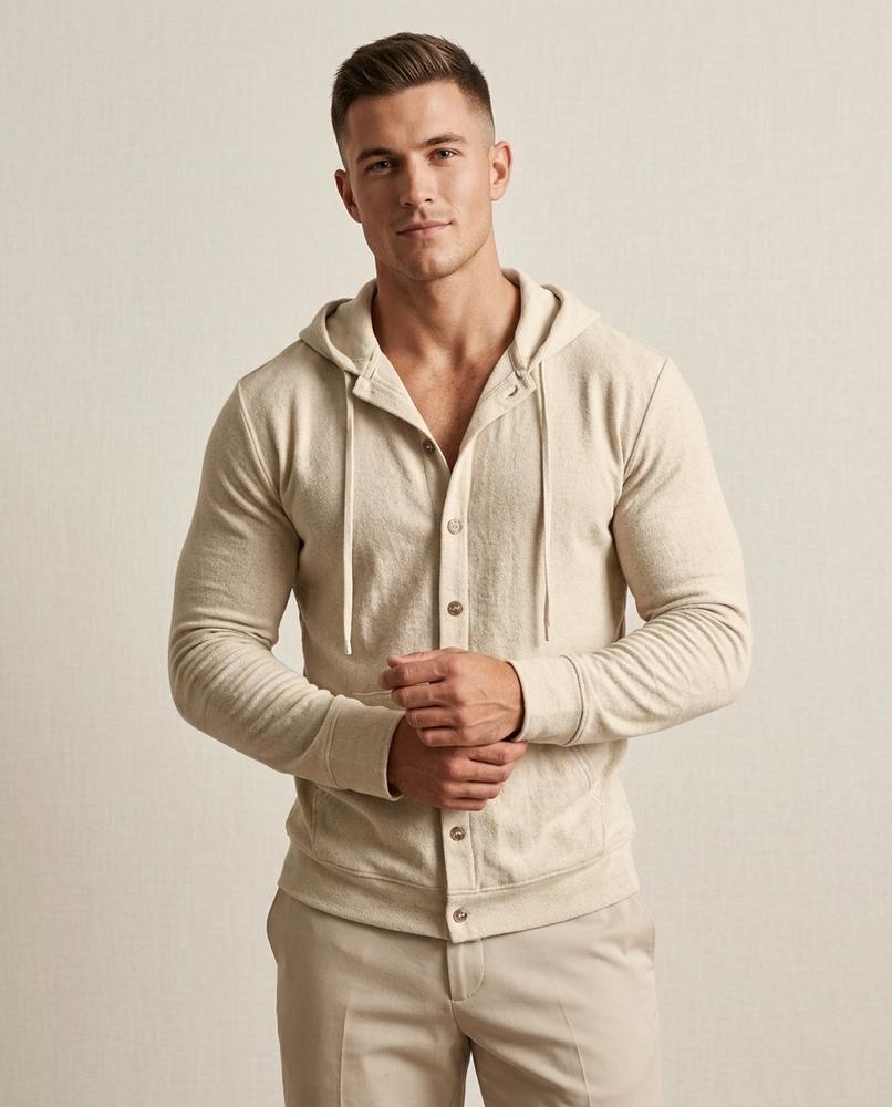 Beanland - Zerel | Strukturiert Geknöpft Hoodie Herren