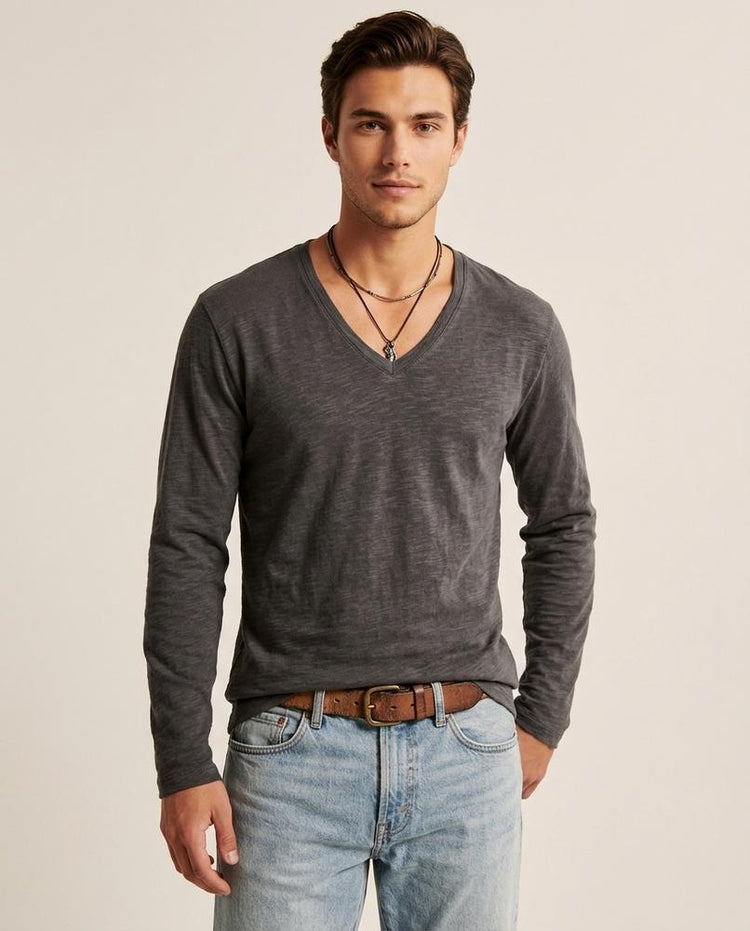 Beanland - Nizan | Langärmliges Meliertes Shirt Herren