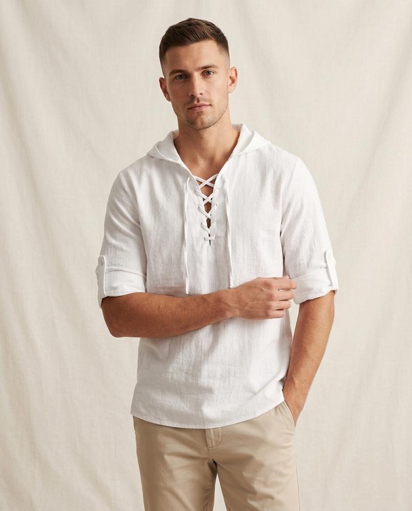 Lands Mode - Tavar | Geschnürtes Langärmliges Shirt Herren
