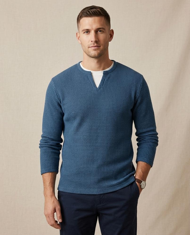 Lands Mode - Nilan | Langärmliger Waffelstrick Pullover Herren