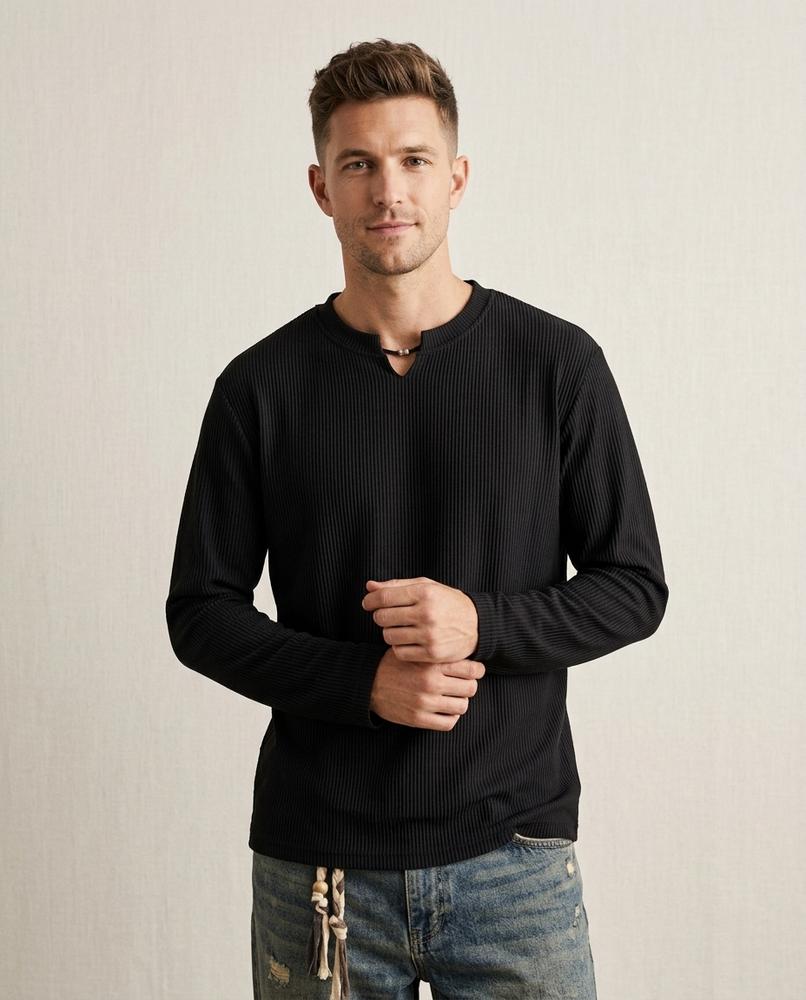 Lands Mode - Zemor | Gerippt Geschlitzt Shirt Herren