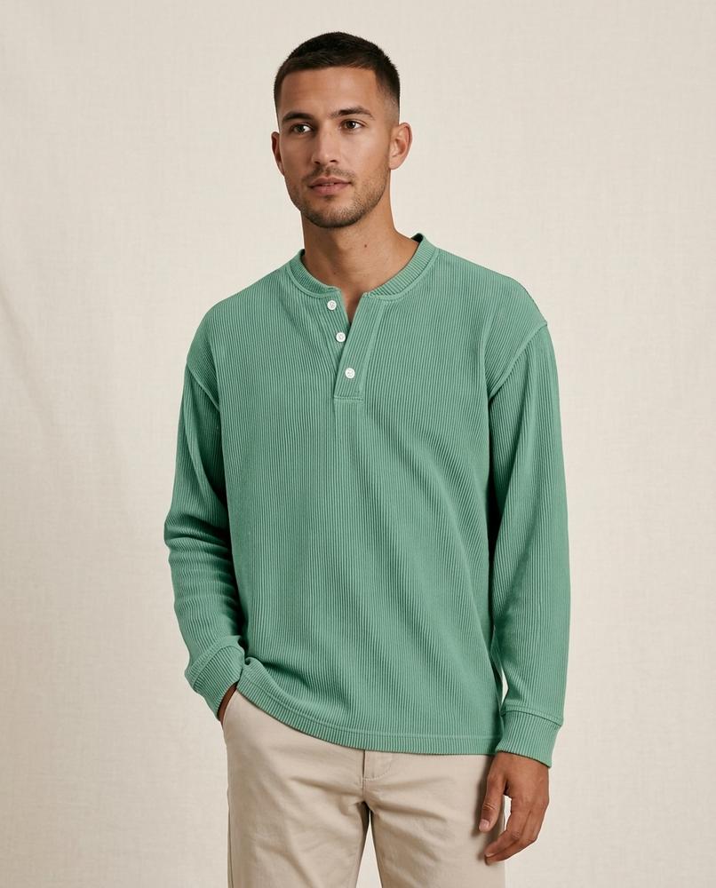 Lands Mode - Nivel | Geripptes Langärmliges Shirt Herren
