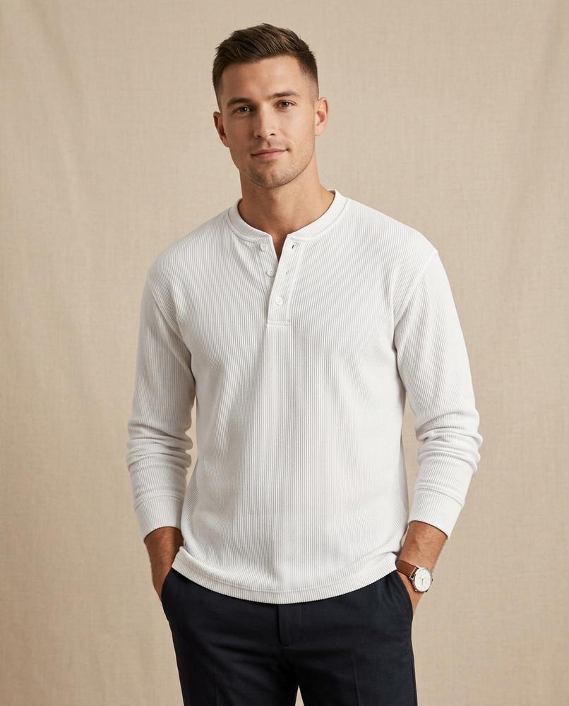 Lands Mode - Nivel | Geripptes Langärmliges Shirt Herren