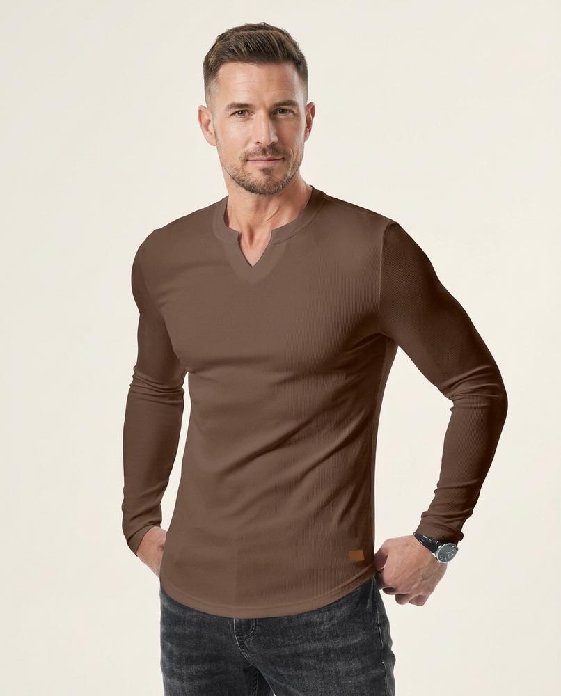 Lands Mode - Caser | Gerippt Langärmlig Shirt Herren