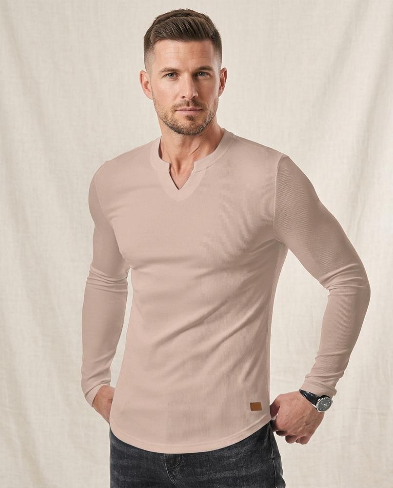 Lands Mode - Caser | Gerippt Langärmlig Shirt Herren