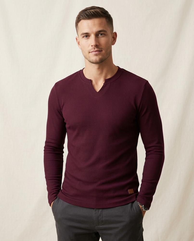 Lands Mode - Caser | Gerippt Langärmlig Shirt Herren