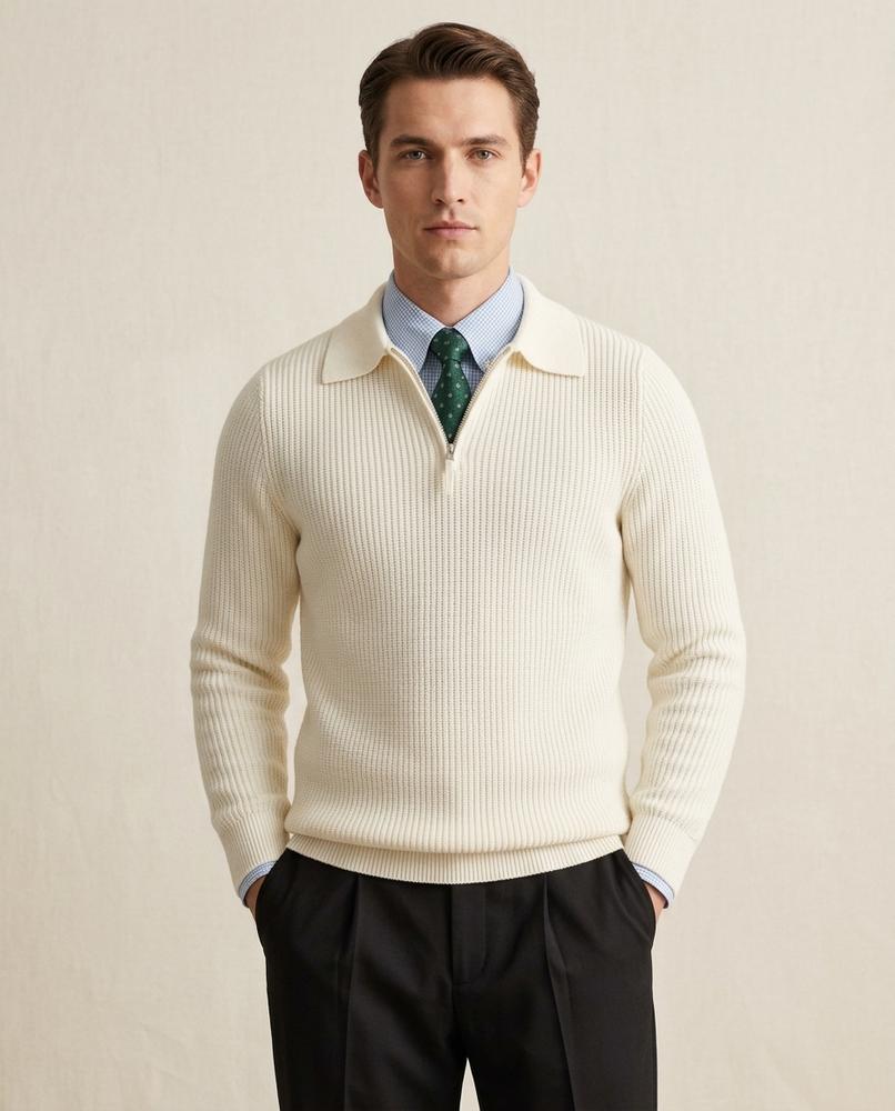Lands Mode - Zerev | Gerippter Feingestrickter Pullover Herren