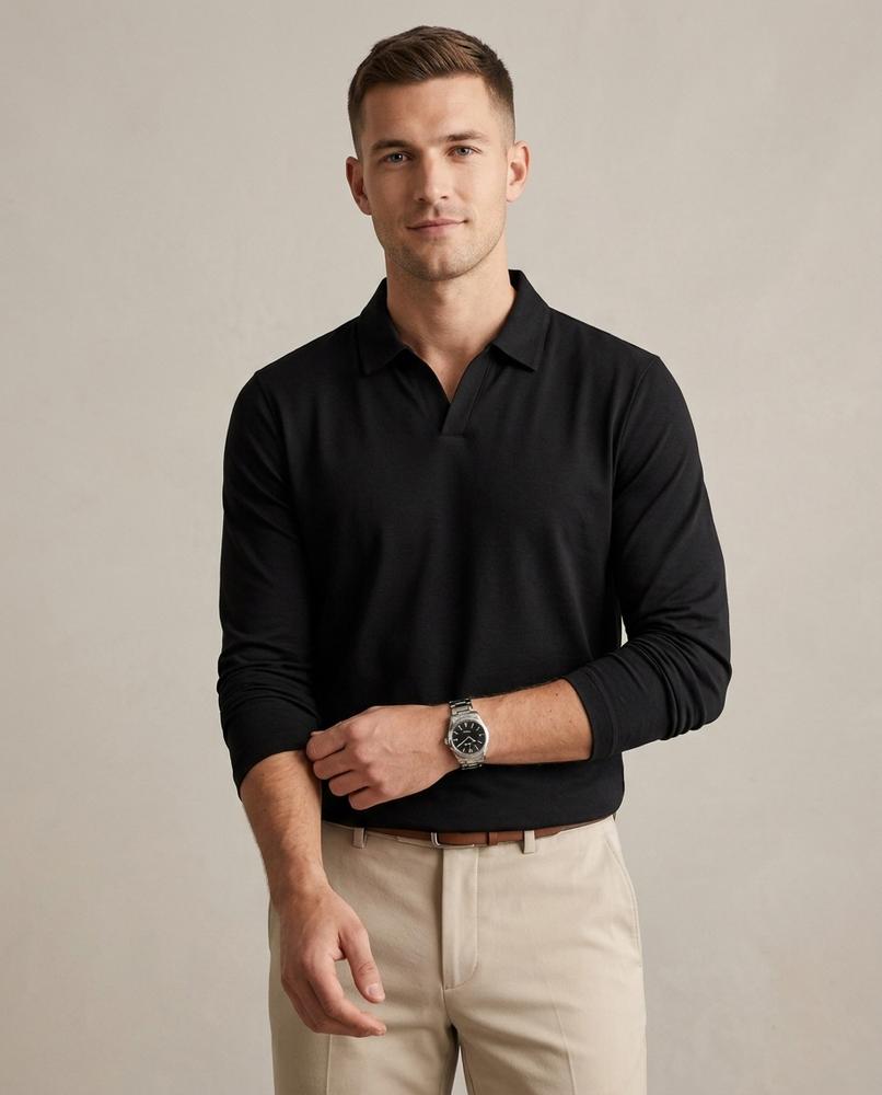 Lands Mode - Misin | Langärmliges Glattes Shirt Herren