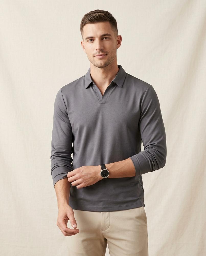 Lands Mode - Misin | Langärmliges Glattes Shirt Herren