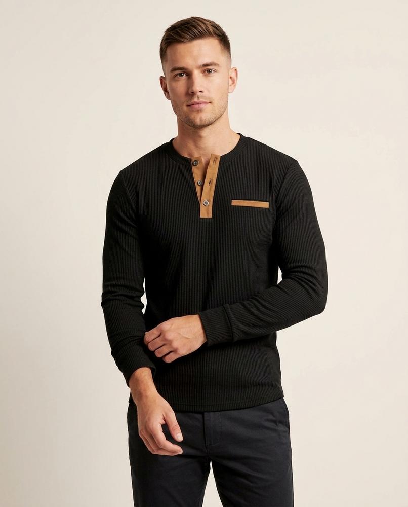 Lands Mode - Selin | Gerippt Langärmlig Shirt Herren